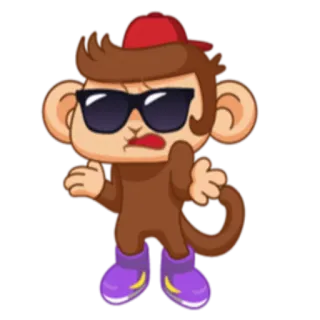 🤗 macaco, desenho animado, óculos de sol, boné, animal telegram sticker