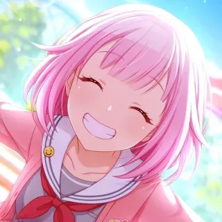 🎊 anime, cabelo rosa, sorriso, fofa, menina telegram sticker
