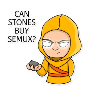 🐚 CAN STONES BUY SEMUX? 만화, 질문, 돌, 돈, Semux telegram sticker
