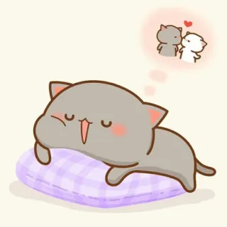 🐱 chat, animal, mignon, kawaii, sommeil, amour, dessin animé, rêve telegram sticker