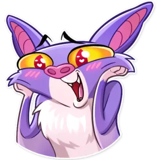 😃 летучая мышь, мультик, животное, милый, смешной, каваи, глаза, сердце telegram sticker