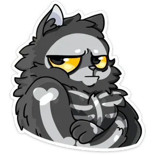😏 gato, pegatina, animal, dibujo animado, esqueleto, divertido whatsapp sticker