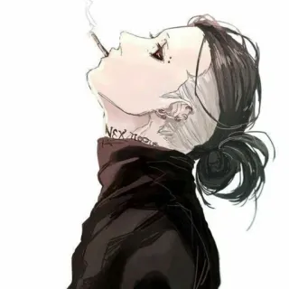 🚬 курение, аниме, персонаж, сигарета, иллюстрация telegram sticker