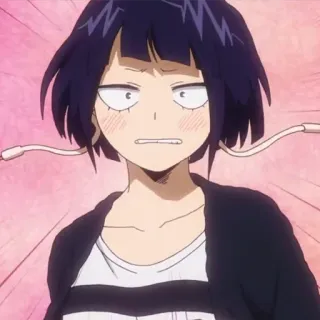 😟 Kyoka Jiro My Hero Academia Аниме, Моя геройская академия, Кёка Джиро, разъем для наушников, школьная форма, костюм героя whatsapp sticker