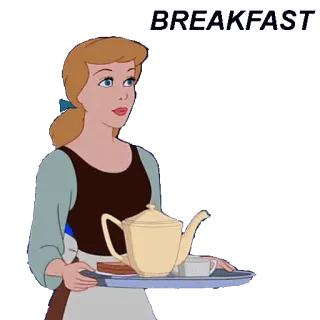 ☕ Cinderella BREAKFAST Cinderella, sarapan, Disney, kartun, putri, makanan, minuman whatsapp sticker