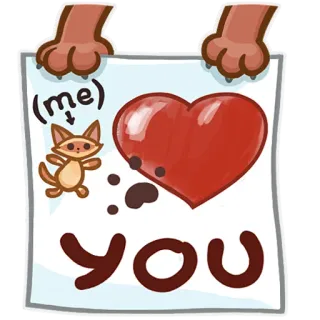 ✍ (me) YOU heart, love, cat, message, relationship, cute telegram sticker