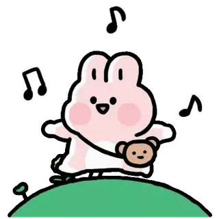 ⭐ 兔子, 可爱, 卡通, 动物, 粉色, 快乐 telegram sticker
