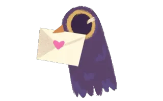 ❤ ptak, gołąb, list, miłość, serce, poczta telegram sticker