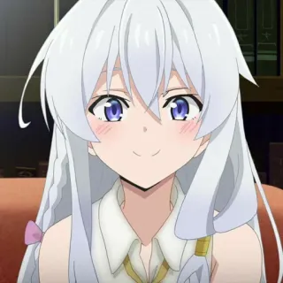 🎐 anime, garota, cabelo branco, fofa, retrato, desenho animado telegram sticker