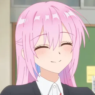 🌷 Anime, Mädchen, rosa Haare, lächelnd, Cartoon telegram sticker