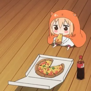 🍯 Umaru Doma Himouto! Umaru-chan 우마루, 애니메이션, 만화, 피자, 음식, 만화 whatsapp sticker