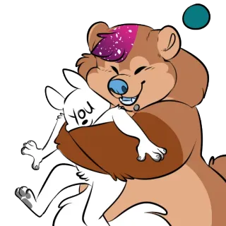🤝 You abraço, urso, coelho, amizade, fofo, desenho animado telegram sticker