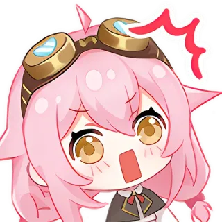 💡 sticker, cabelo rosa, anime, chibi, desenho animado, fofo, ponto de exclamação telegram sticker