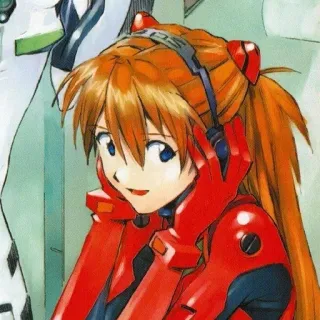 💗 Asuka Langley Soryu Neon Genesis Evangelion アニメ, マンガ, エヴァンゲリオン, アスカラングレー, 赤髪, ワイフ, ヘッドホン whatsapp sticker