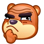 🤔 urso, pensando, animal, desenho animado, fofo, expressão telegram sticker