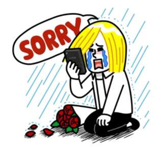 🌝 SORRY maaf, menangis, sedih, minta maaf, telepon, kartun telegram sticker