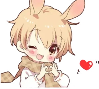 😘 carino, coniglio, kawaii, anime, cuore, adesivo telegram sticker