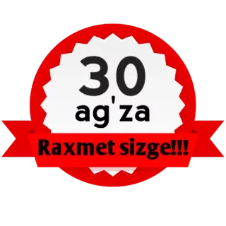 😀 30 ag'za
Raxmet sizge!!! telegram sticker