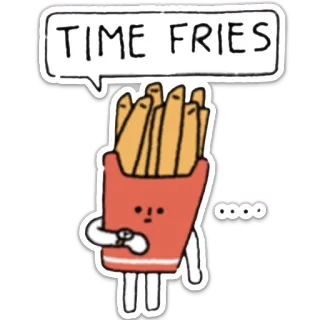 😫 TIME FRIES Pommes, Essen, Zeit, Uhr, Wortspiel telegram sticker