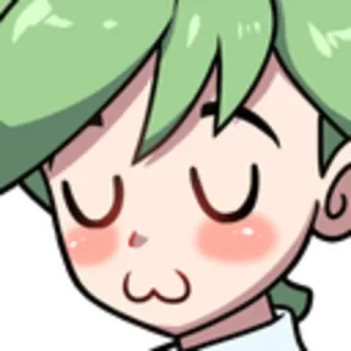 😚 Anime, Cartone animato, Capelli verdi, Carino, Rossore, Felice telegram sticker