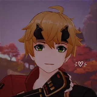 🍁 Thoma Genshin Impact 托马, 原神, 动漫, 游戏, 角色, 爱心 telegram sticker
