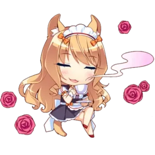 🤤 Anime, Maid, Rose, Chibi, Carino, Ragazza gatto telegram sticker
