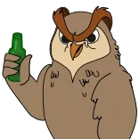🍺 сова, мультфильм, птица, животное, бутылка, пить telegram sticker