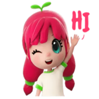 👋 HI desenho animado, saudação, olá, piscadela, fofo, menina, animação telegram sticker