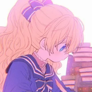 🌨️ Anime, Fille, Livres, Dessin animé, Illustration, Dessin whatsapp sticker