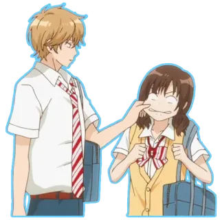 😒 anime, cartoon, school uniform, boy, girl, couple, friendship, cute whatsapp sticker