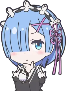 🤔 Rem Anime, Rem, Chibi, Re:Zero, Lindo, Dibujos animados, Pegatina telegram sticker