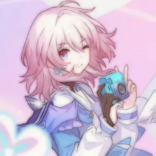 💌 garota anime, câmera, cabelo rosa, fofa, ilustração, cores pastel whatsapp sticker