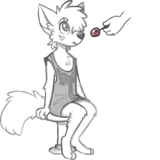 🍭 furry, anthropomorphic, wolf, fox, canine, cute, feeding, candy, sticker whatsapp sticker