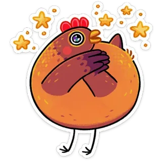 🤩 chicken, cute, animal, bird, stars, cartoon, sticker telegram sticker
