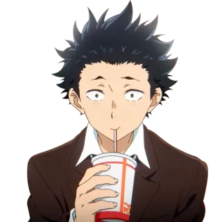 😗 Shoya Ishida A Silent Voice anime, character, shoya ishida, a silent voice, boy, drinking, animation telegram sticker