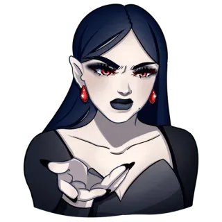 🤲 vampiro, goth, strega, donna, gotico, occhi rossi telegram sticker