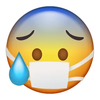 😰 emoji, masker wajah, sedih, penyakit, coronavirus, pandemi, sakit, perawatan kesehatan whatsapp sticker