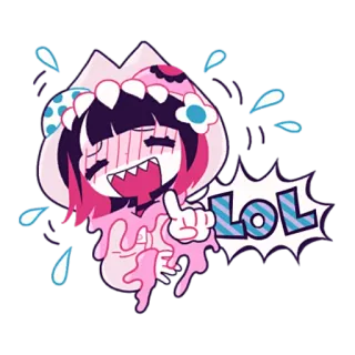 😂 LOL lol, rire, fille anime, expression, drôle, dessin animé, rose whatsapp sticker