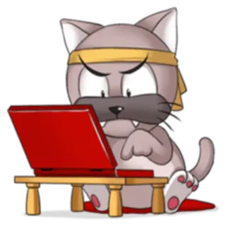💻 猫, コンピュータ, キーボード, 動物, ラップトップ, タイピング telegram sticker