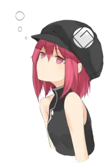 😒 Anime, Chica, pelo rojo, gorra, dibujo animado telegram sticker