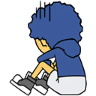 😑 เศร้า, โกรธ, เหงา, ซึมเศร้า, การ์ตูน, ตัวละคร, นั่ง telegram sticker
