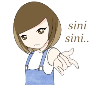 🙂 sini sini... dessin animé, fille, mignon, animé telegram sticker