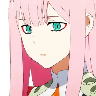 😮 Zero Two Darling in the Franxx Anime, Pinke Haare, Mädchen, Zero Two, Darling in the Franxx, Animation telegram sticker