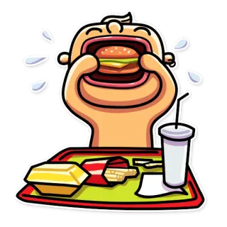 😋 food, burger, cartoon, lunch, fast food, eat, hungry telegram sticker
