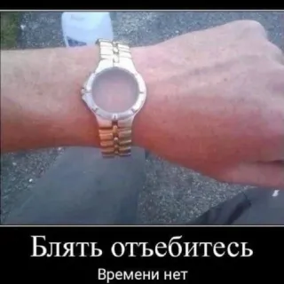 🤩 Блять отъебитесь
Времени нет russian, swear word, curse, watch, time, rude, offensive telegram sticker