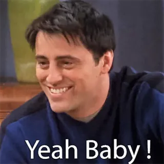 😍 Joey Tribbiani Friends Yeah Baby ! série tv, friends, joey, tribbiani, yeah baby, sitcom telegram sticker