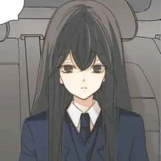 ⛲ chica anime, uniforme escolar, pelo largo, manga, personaje, dibujo animado, ilustración telegram sticker