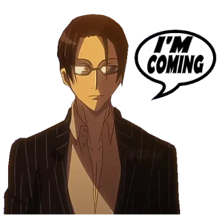 🛴 I'M COMING アニメ, キャラクター, 吹き出し, 眼鏡, スーツ telegram sticker