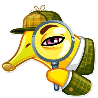 😑 лупа, детектив, мультфильм, стикер, расследование, желтый telegram sticker
