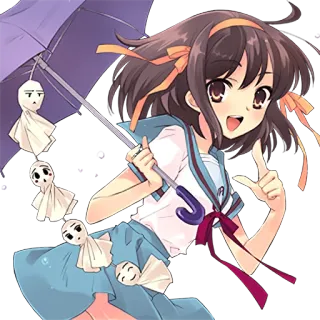 ☔ Haruhi Suzumiya The Melancholy of Haruhi Suzumiya อนิเมะ, ผู้หญิง, ร่ม, น่ารัก, ฮารุฮิ สึซึมิยะ telegram sticker